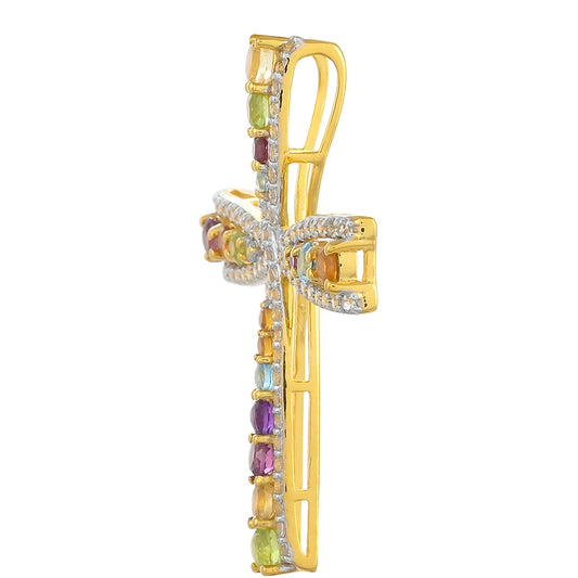 Goldplattierter Silberanhänger mit Rhodolith Granat und Citrin aus Madeira