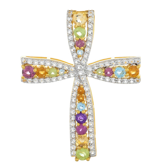 Goldplattierter Silberanhänger mit Rhodolith Granat und Citrin aus Madeira