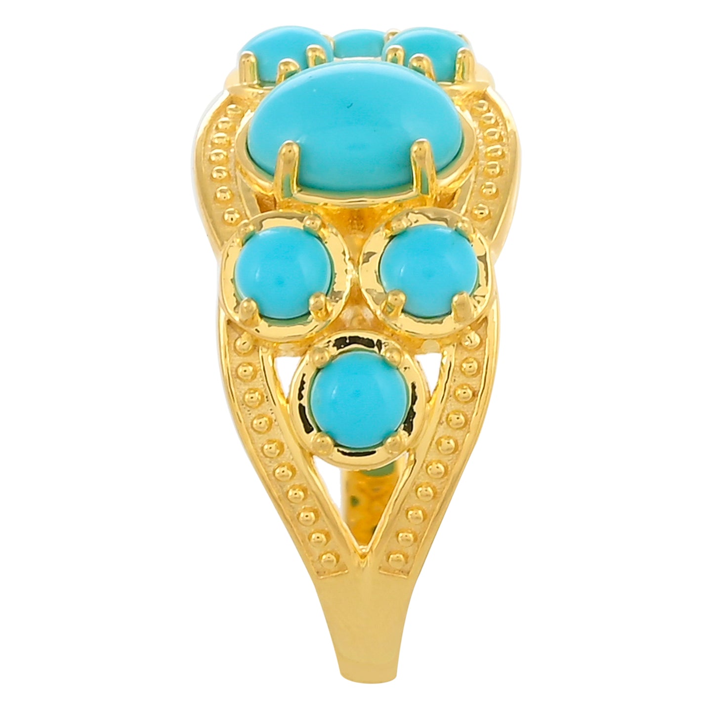 Goldplattierter Silberring mit Dornröschen Türkis