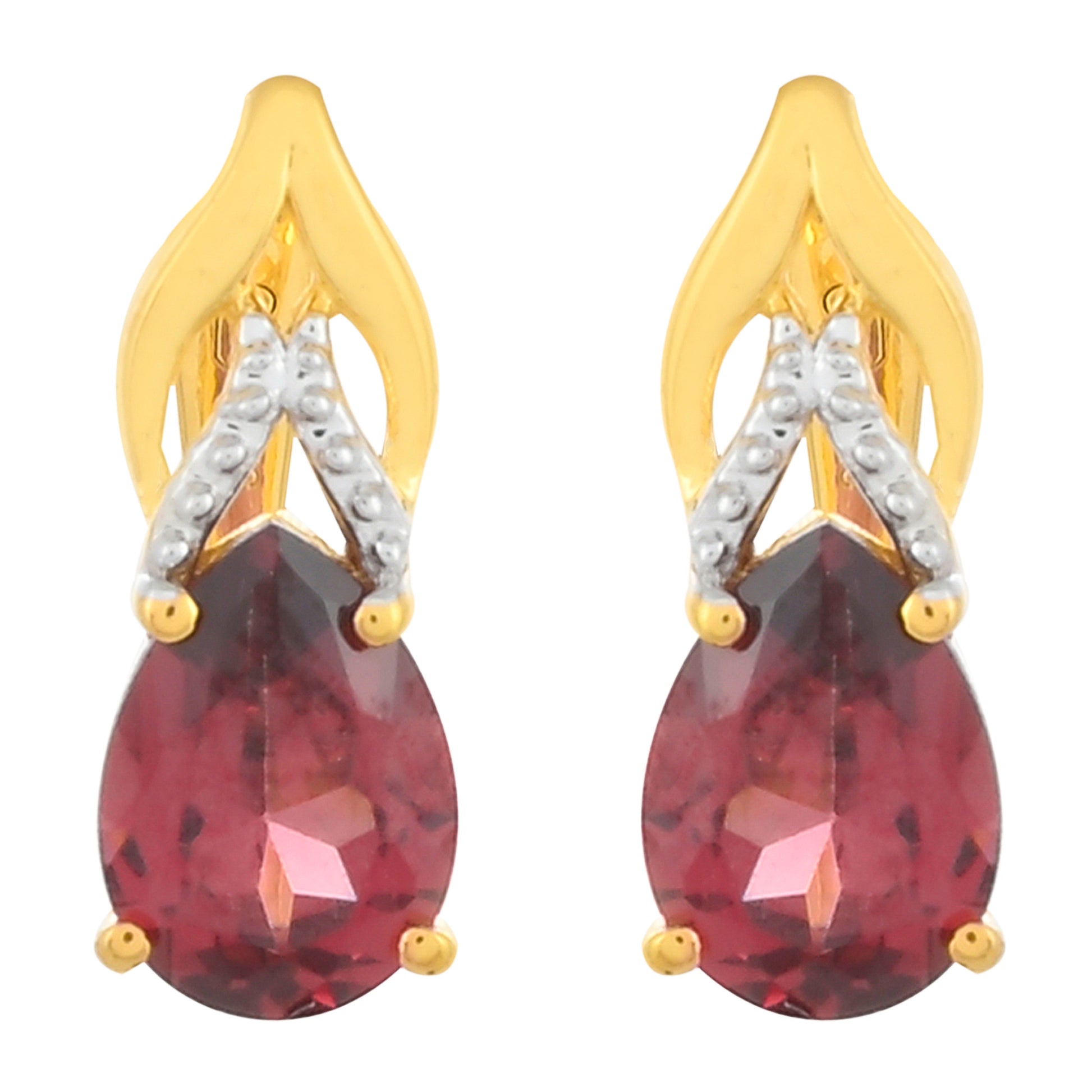 Goldplattierte Silberohrringe mit Rhodolith Granat 1 