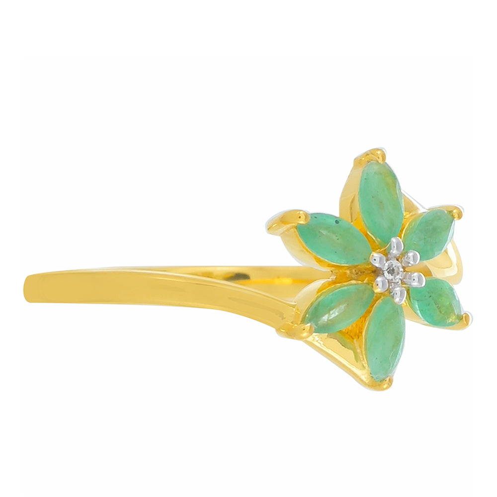 Goldplattierter Silberring mit brasilianischem Smaragd und weißem Topas 2 