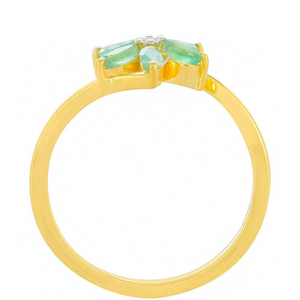 Goldplattierter Silberring mit brasilianischem Smaragd und weißem Topas 4 