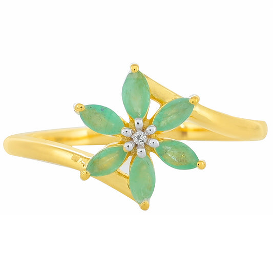 Goldplattierter Silberring mit brasilianischem Smaragd und weißem Topas