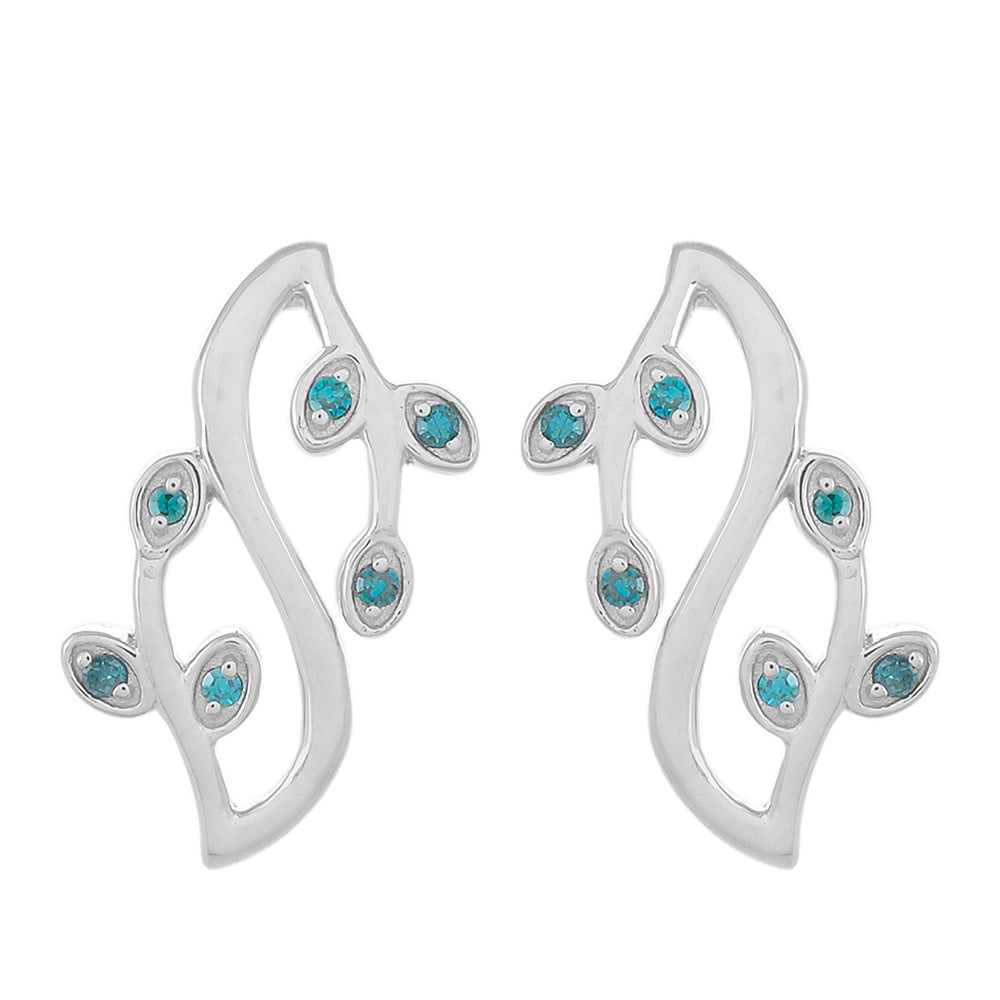 Silberohrringe mit blauem Diamant