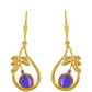 Goldplattierte Silberohrringe mit lila Mondstein und brasilianischem Amethyst