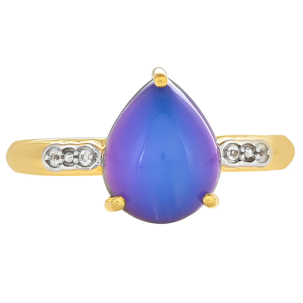 Goldplattierter Silberring mit lila Mondstein und weißem Topas 1 