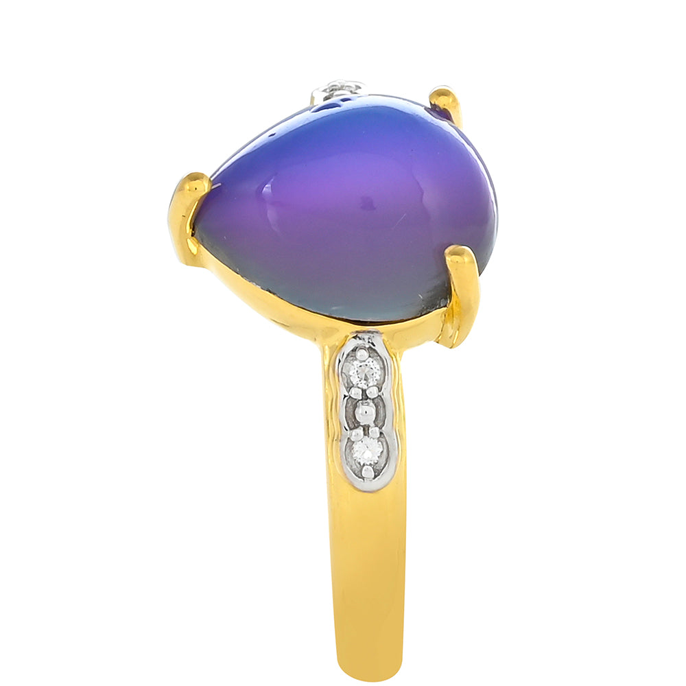 Goldplattierter Silberring mit lila Mondstein und weißem Topas