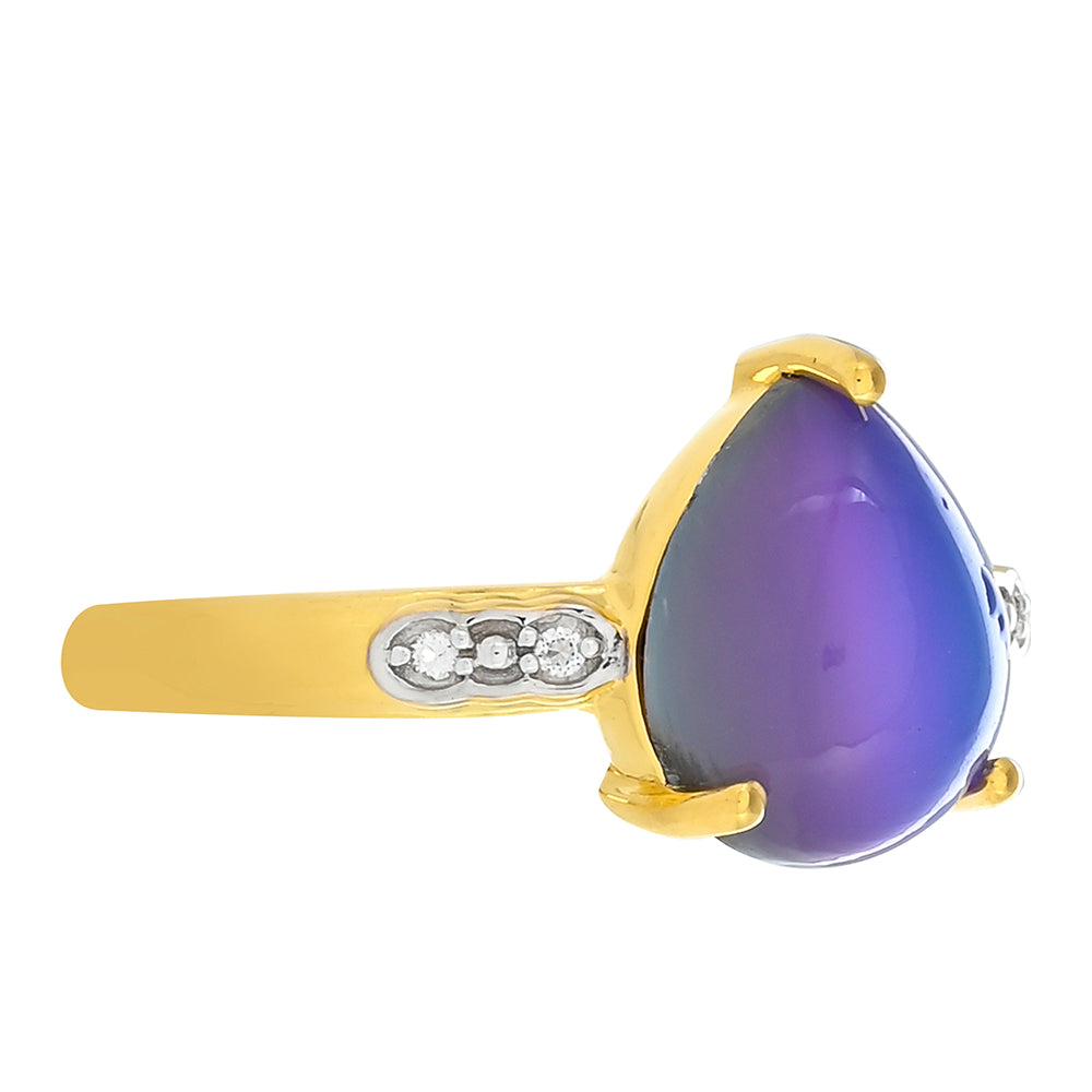 Goldplattierter Silberring mit lila Mondstein und weißem Topas