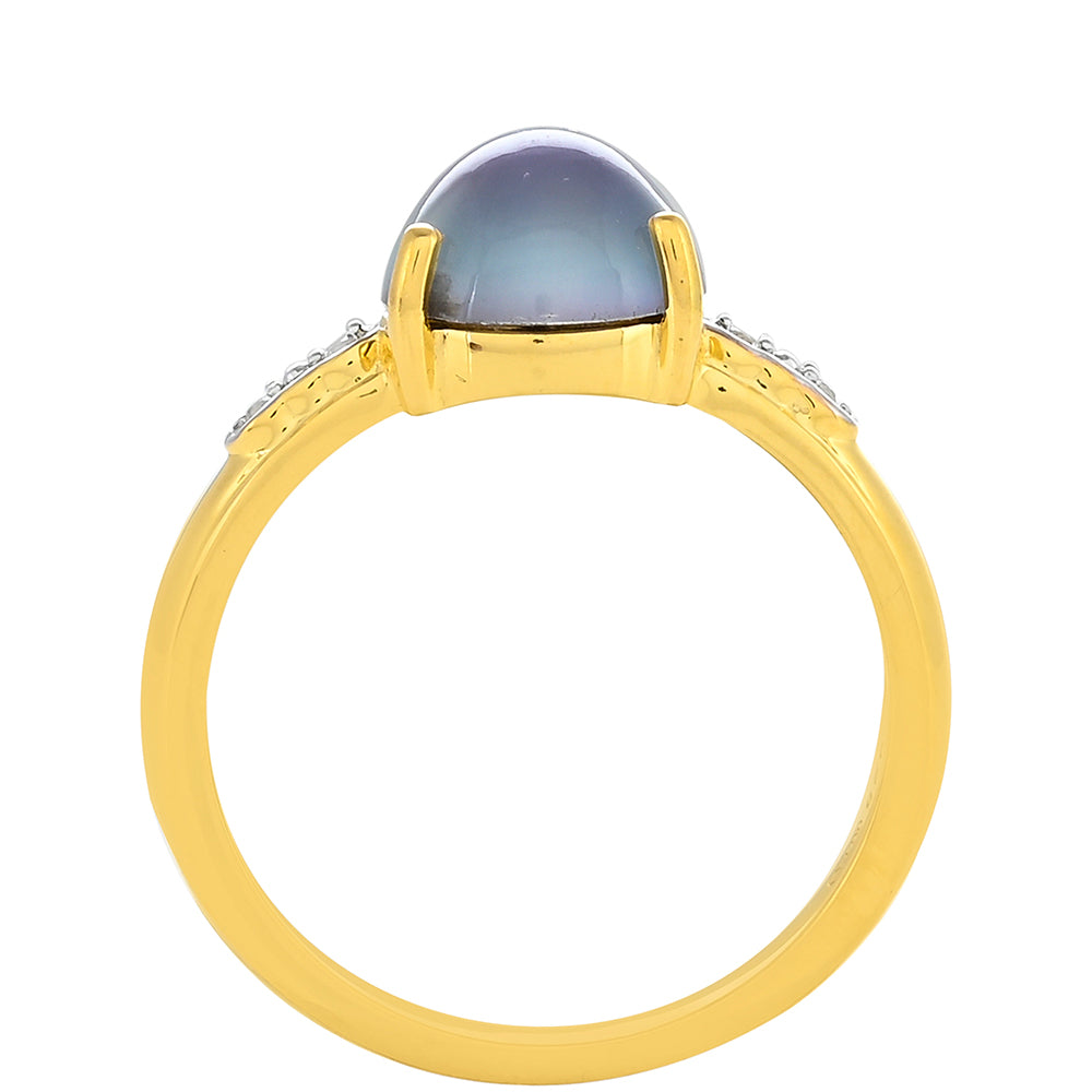 Goldplattierter Silberring mit lila Mondstein und weißem Topas 4 