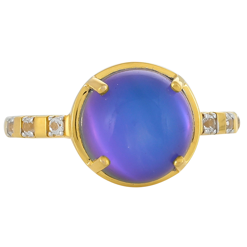 Goldplattierter Silberring mit lila Mondstein und weißem Topas 1 