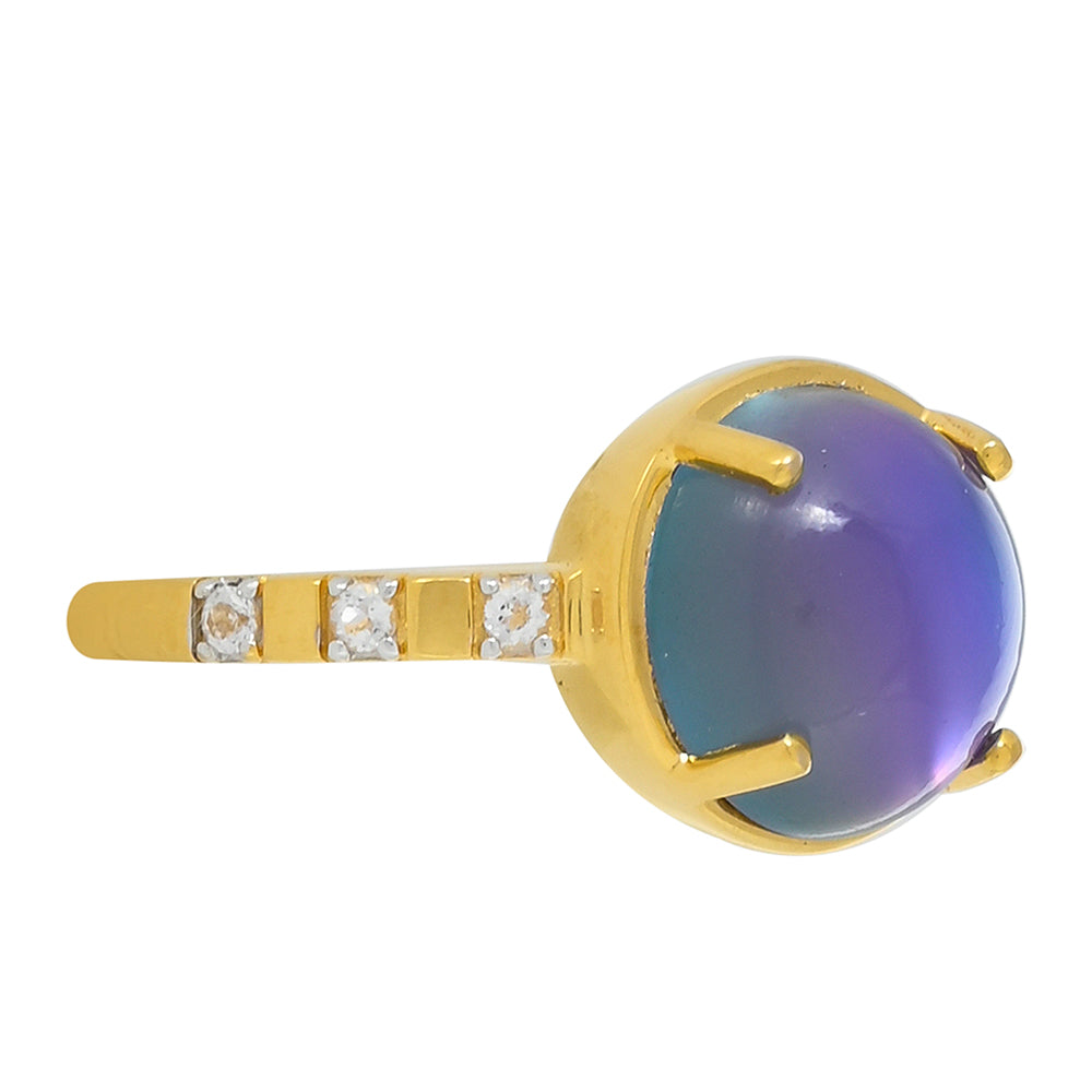 Goldplattierter Silberring mit lila Mondstein und weißem Topas 3 