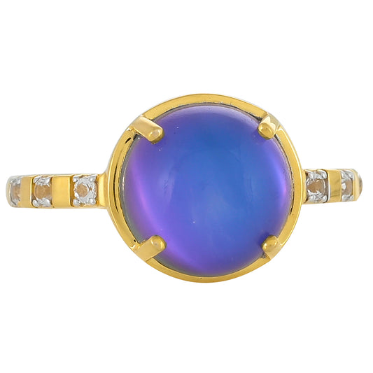 Goldplattierter Silberring mit lila Mondstein und weißem Topas