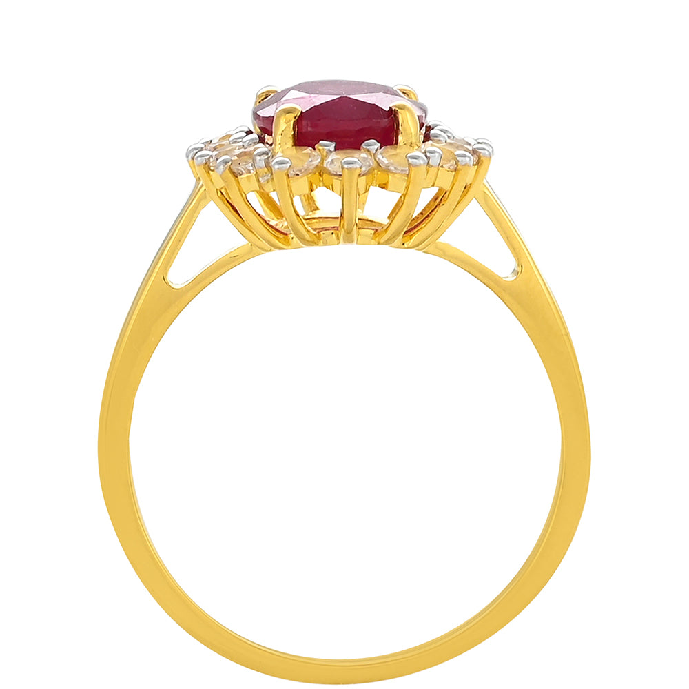 Goldplattierter Silberring mit Thai Rubin und weißem Topas 4 