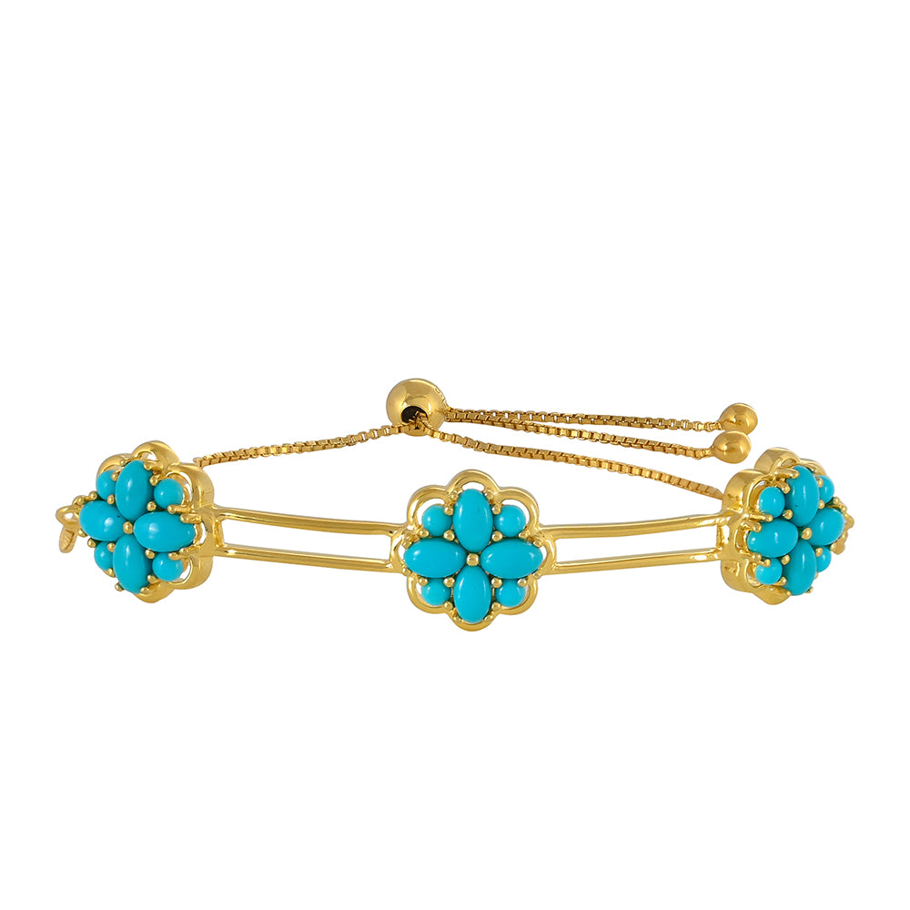 Goldplattiertes Silberarmband mit Dornröschen Türkis 1 