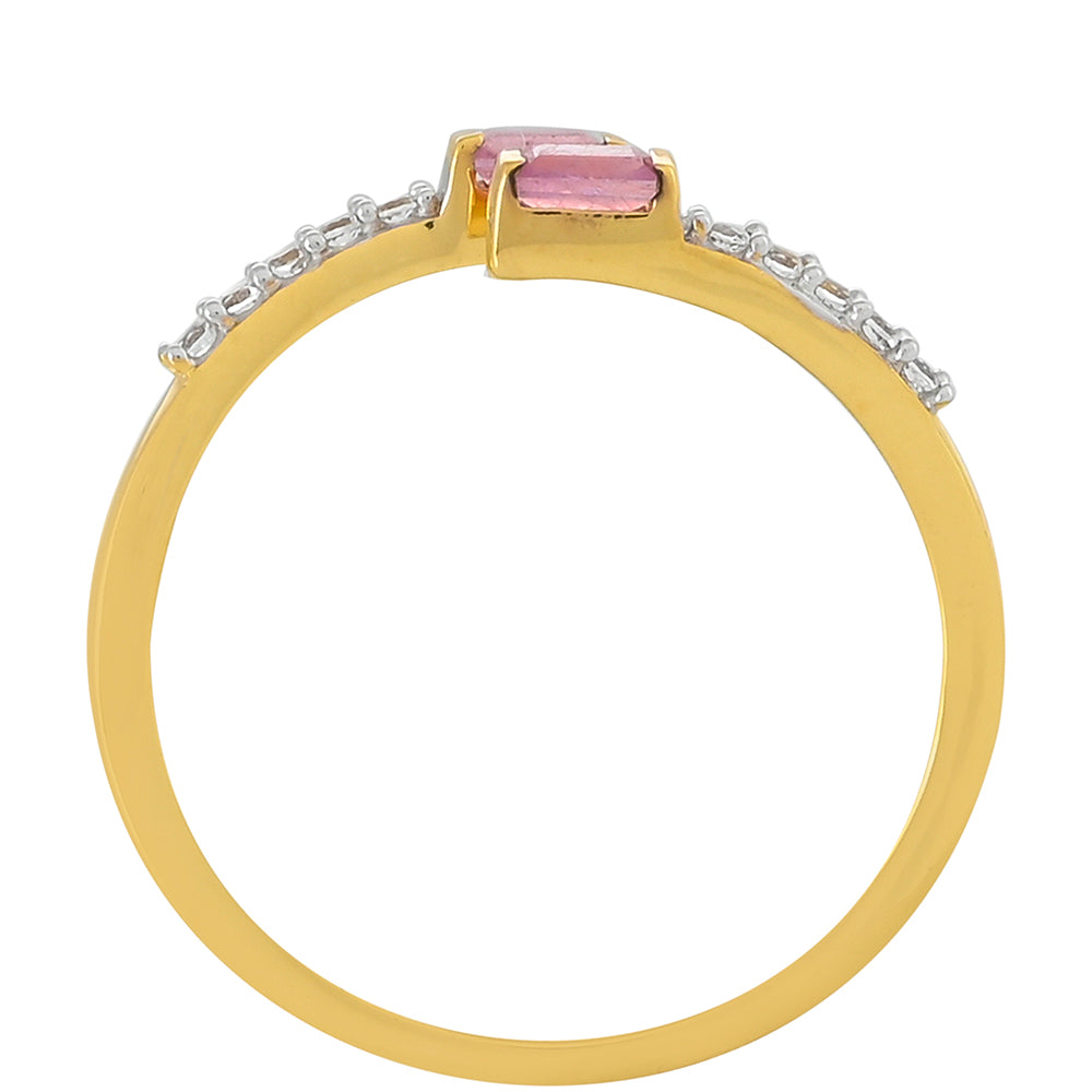 Goldplattierter Silberring mit Thai Rubin und weißem Topas 4 