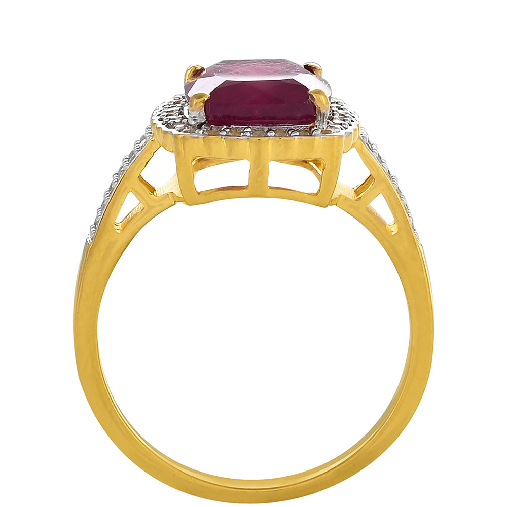 Goldplattierter Silberring mit Thai Rubin und weißem Topas