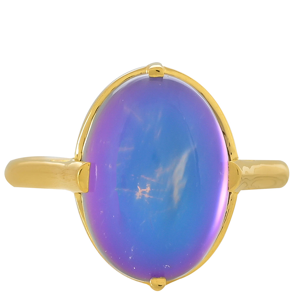 Goldplattierter Silberring mit lila Mondstein 1 