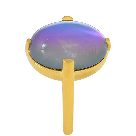 Goldplattierter Silberring mit lila Mondstein