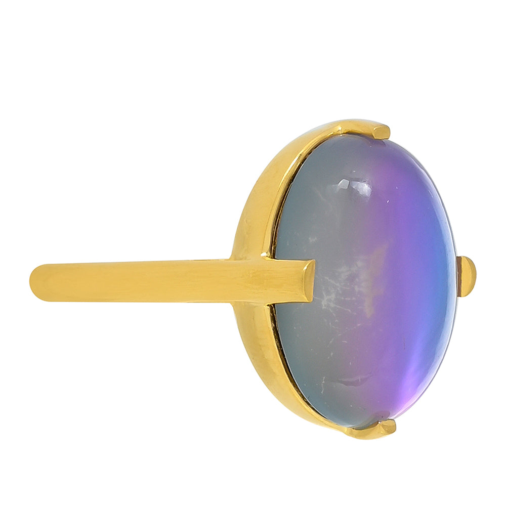 Goldplattierter Silberring mit lila Mondstein