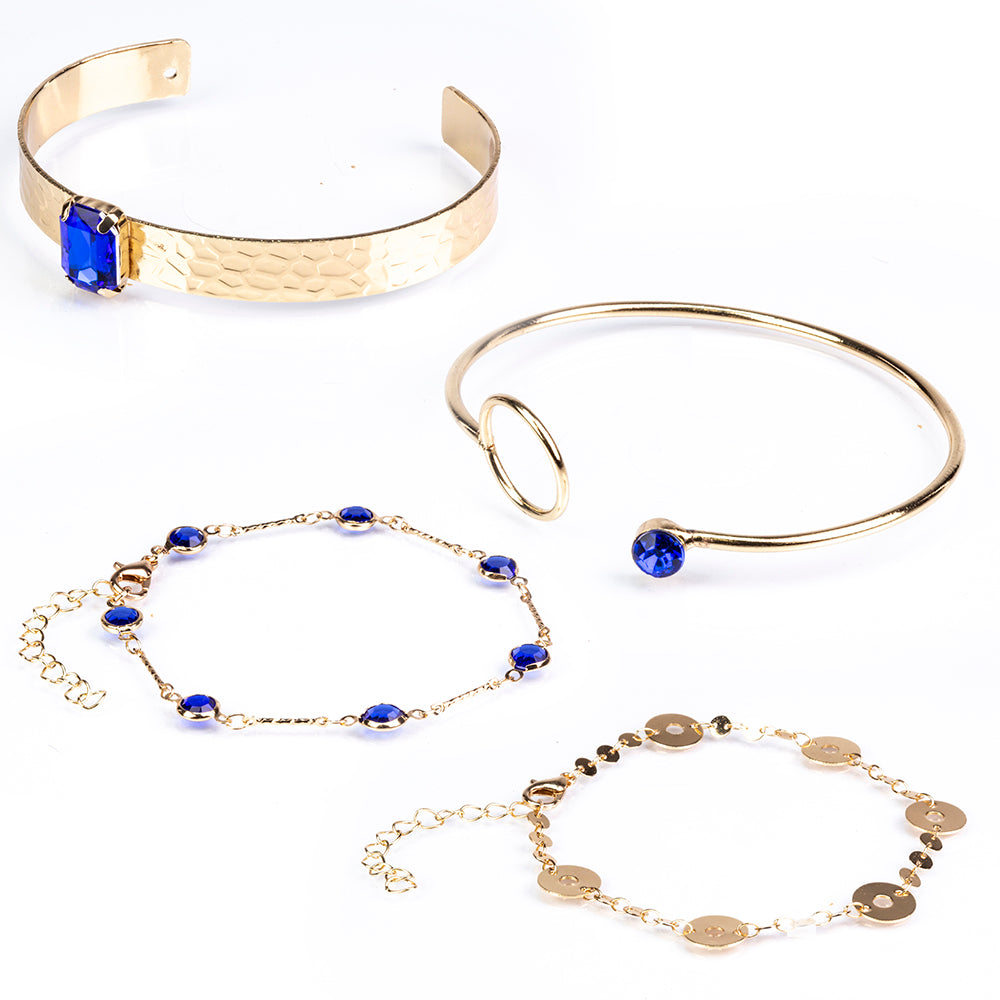 Schmuckgarnitur aus aus goldplattierter Legierung mit blauem Emporia®-Kristall 2 