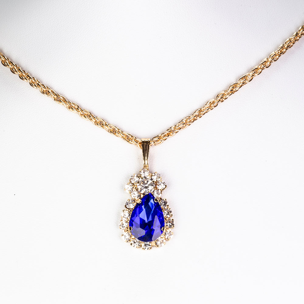 Schmuckgarnitur aus aus goldplattierter Legierung mit blauem Emporia®-Kristall 3 