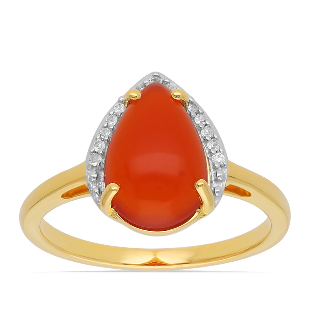 Goldplattierter Silberring mit rotem Onyx und weißem Topas 1 