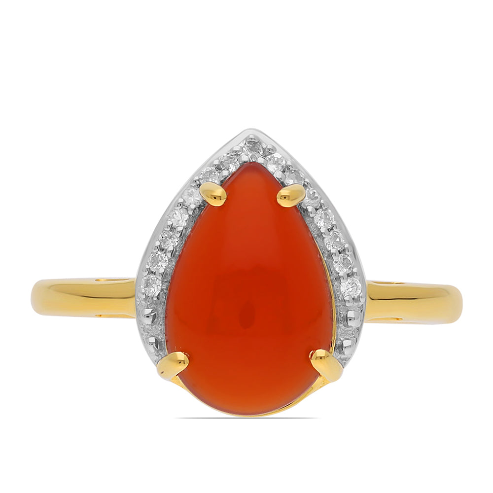 Goldplattierter Silberring mit rotem Onyx und weißem Topas 2 