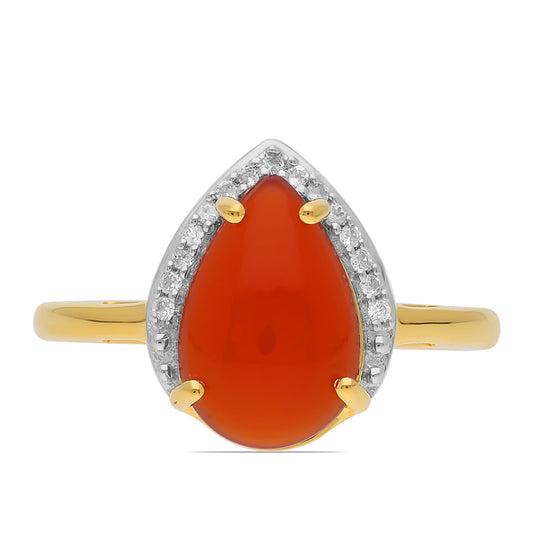 Goldplattierter Silberring mit rotem Onyx und weißem Topas