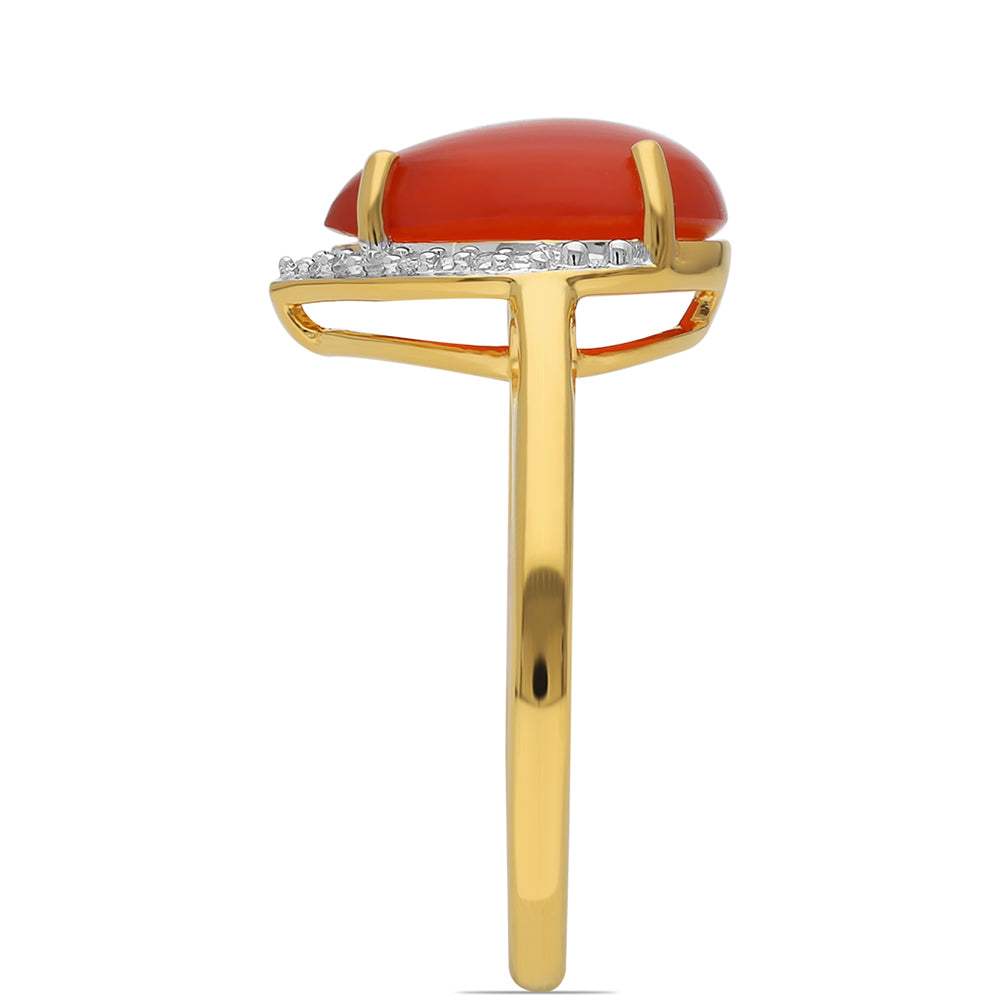 Goldplattierter Silberring mit rotem Onyx und weißem Topas 3 