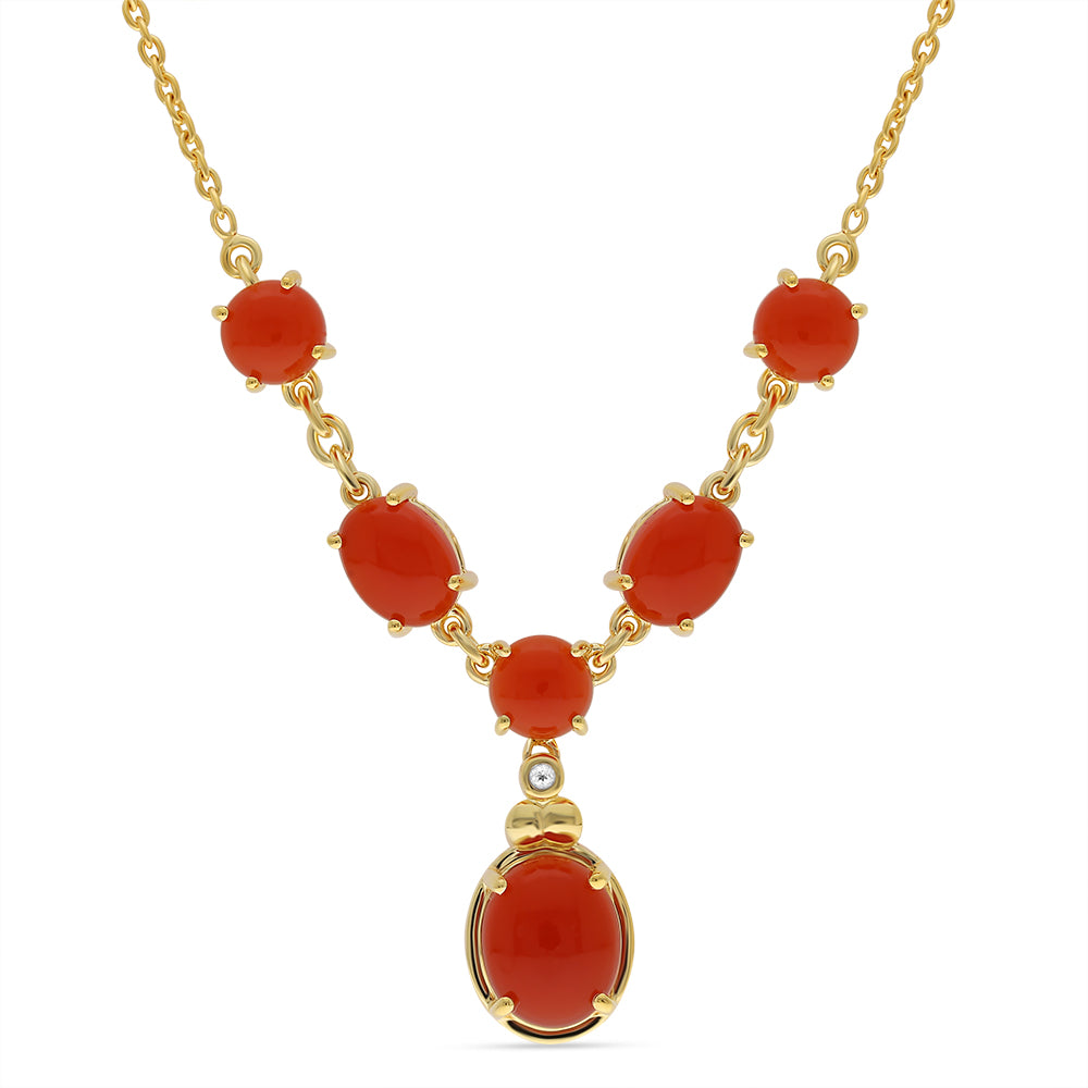 Goldplattierte Silberhalskette mit rotem Onyx und weißem Topas 1 
