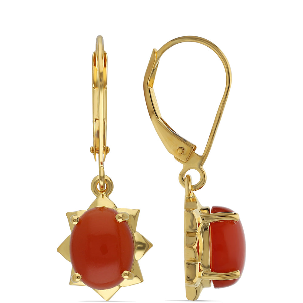 Goldplattierte Silberohrringe mit rotem Onyx