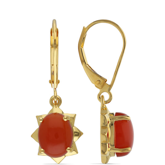 Goldplattierte Silberohrringe mit rotem Onyx