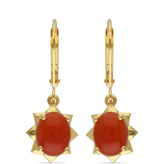 Goldplattierte Silberohrringe mit rotem Onyx