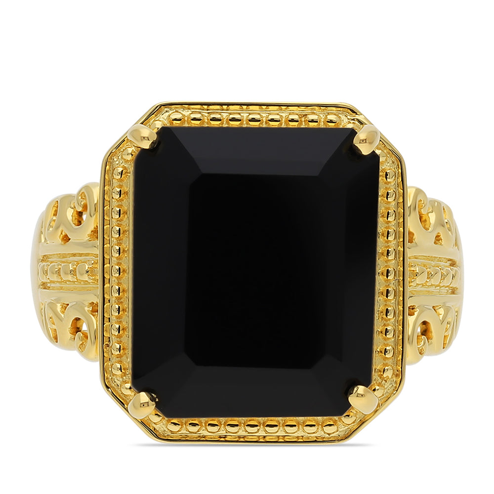 Goldplattierter Silberring mit schwarzem Onyx 2 