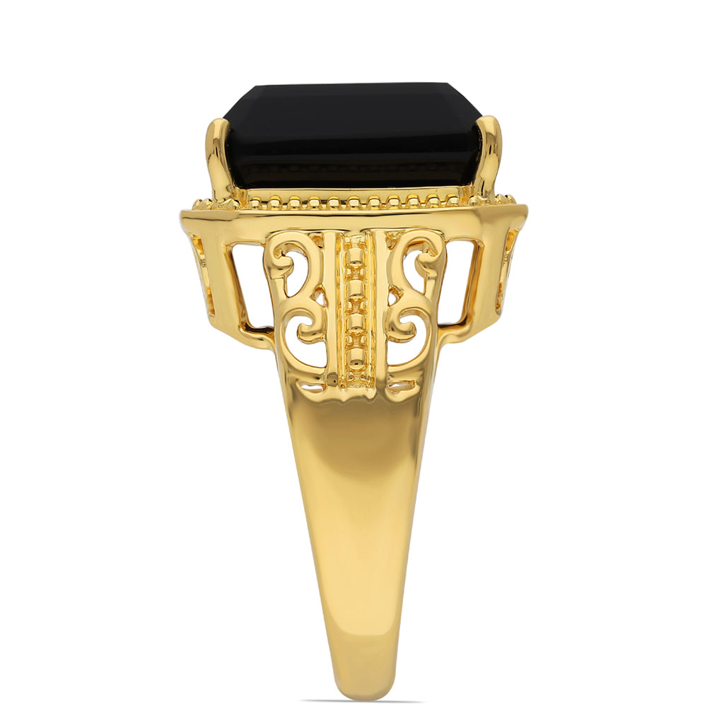 Goldplattierter Silberring mit schwarzem Onyx 3 