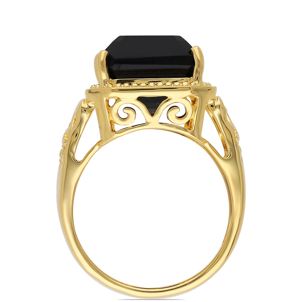 Goldplattierter Silberring mit schwarzem Onyx 4 