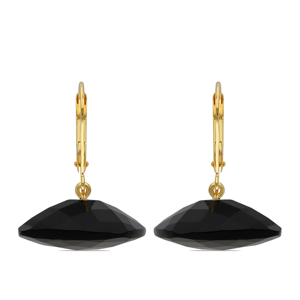 Goldplattierte Silberohrringe mit schwarzem Onyx 2 