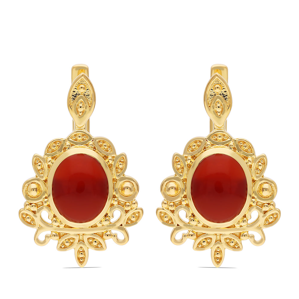 Goldplattierte Silberohrringe mit rotem Onyx 2 