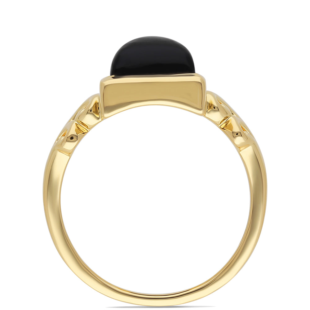 Goldplattierter Silberring mit schwarzem Onyx 3 