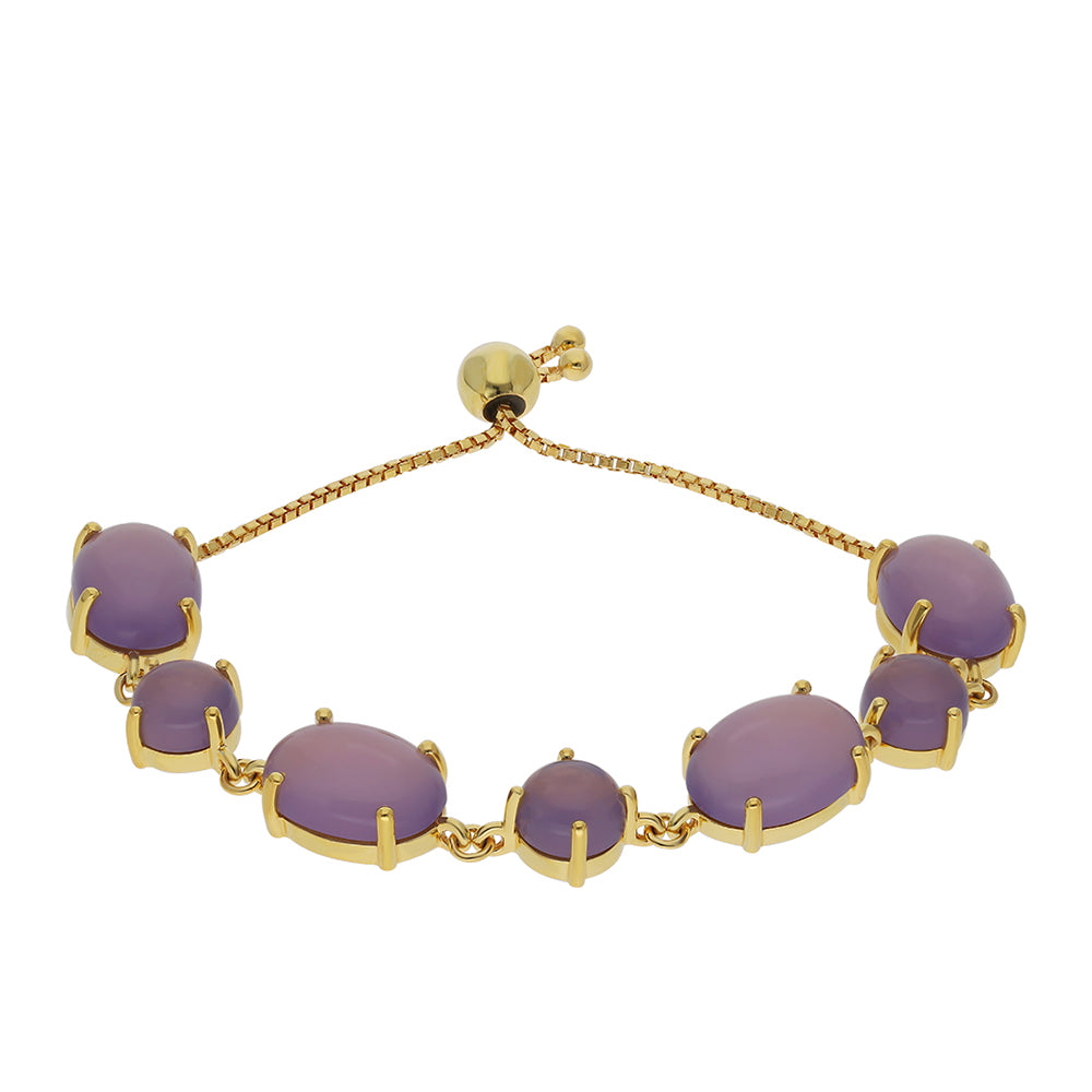 Goldplattiertes Silberarmband mit lavendelfarbenem Chalzedon 1 