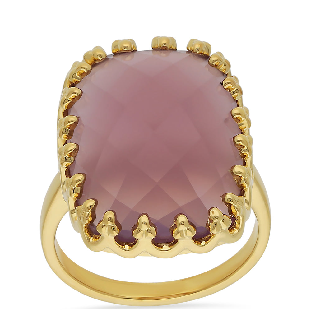 Goldplattierter Silberring mit lavendelfarbenem Chalzedon 1 