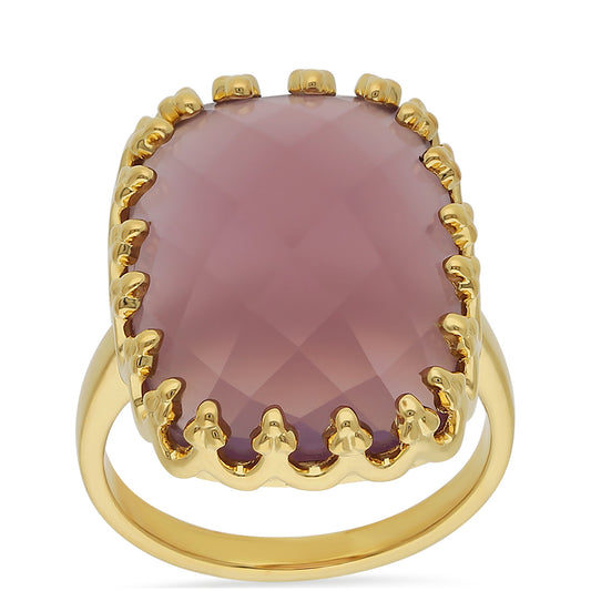 Goldplattierter Silberring mit lavendelfarbenem Chalzedon