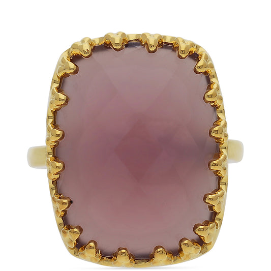 Goldplattierter Silberring mit lavendelfarbenem Chalzedon