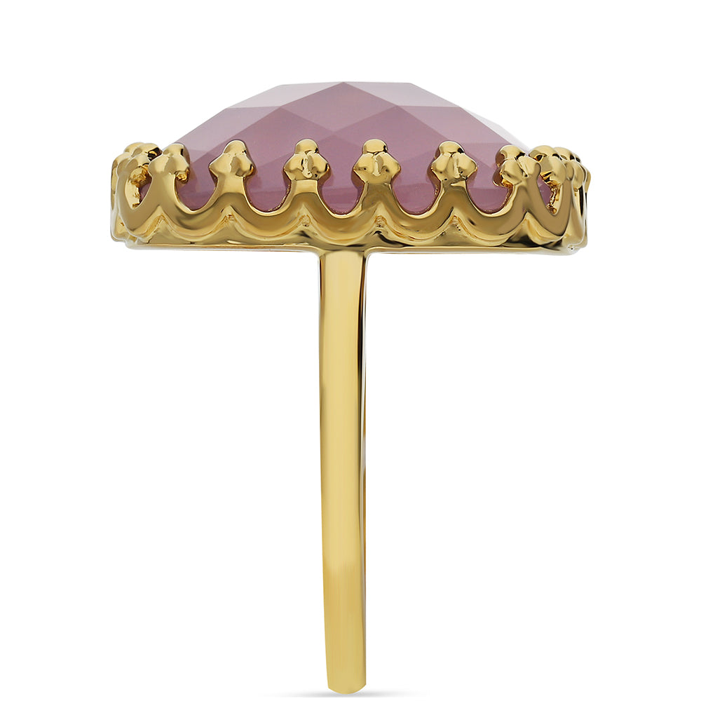 Goldplattierter Silberring mit lavendelfarbenem Chalzedon