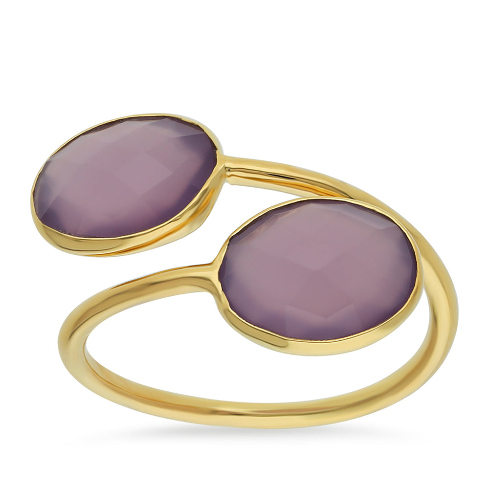 Goldplattierter Silberring mit lavendelfarbenem Chalzedon 1 