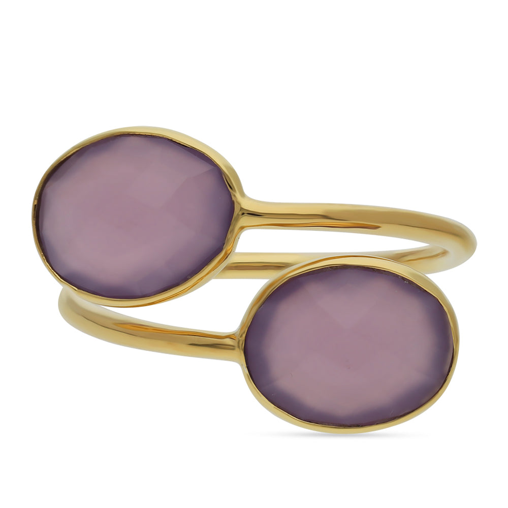 Goldplattierter Silberring mit lavendelfarbenem Chalzedon 2 