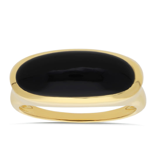 Goldplattierter Silberring mit schwarzem Onyx
