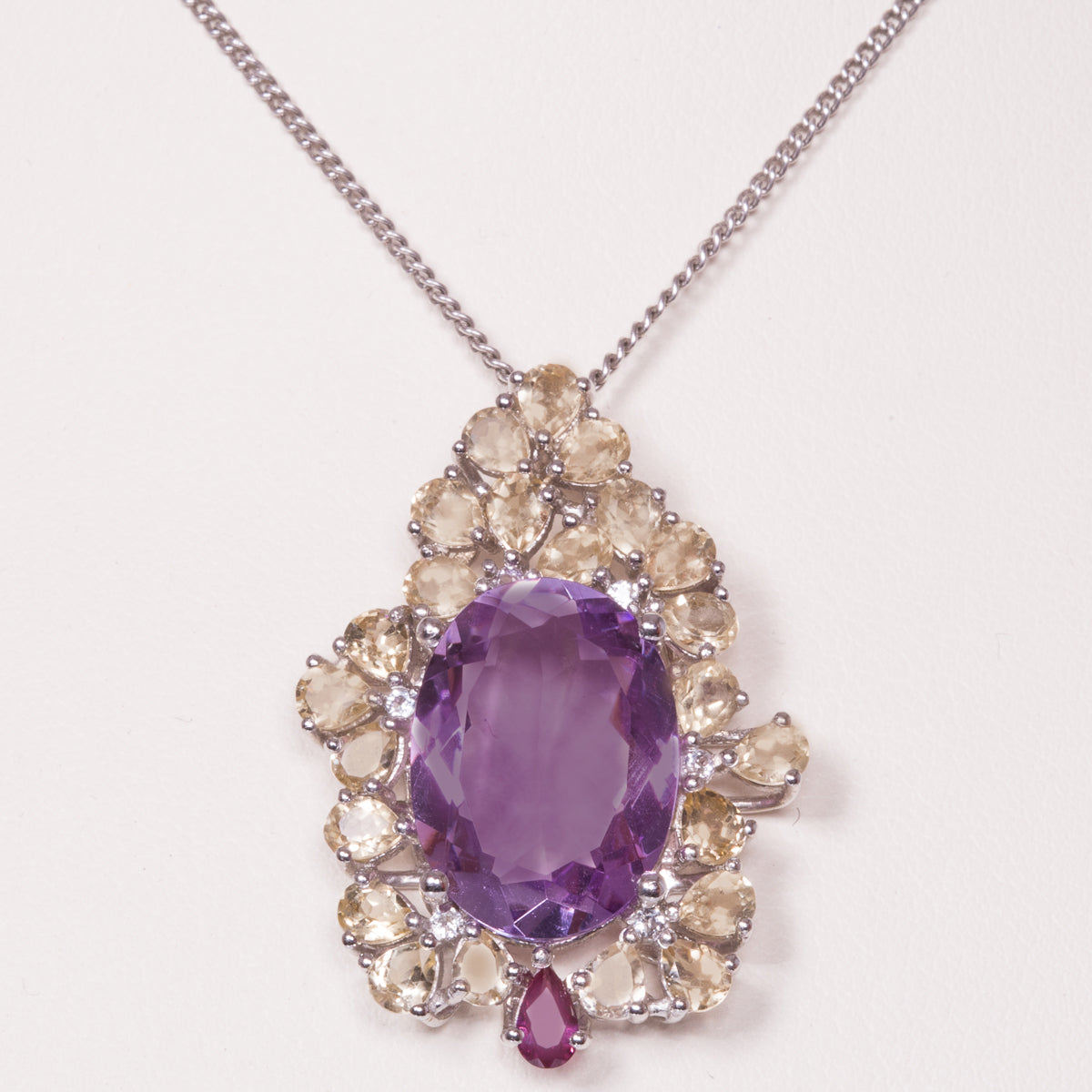 Silberanhänger mit Amethyst aus Artigas und Rhodolith aus Moatize 1 