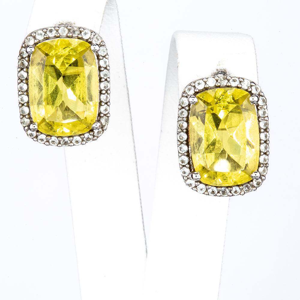 Silberohrringe mit weißem Topas 3 