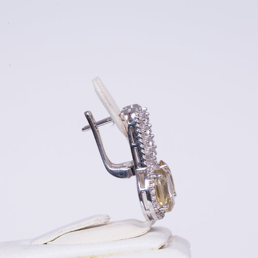 Silberohrringe mit bolivianischem Champagnerquarz und weißem Topas